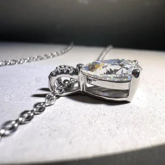 Certified 2ct. t.w. Moissanite Diamond Teardrop Necklace - Picture 5 of 14